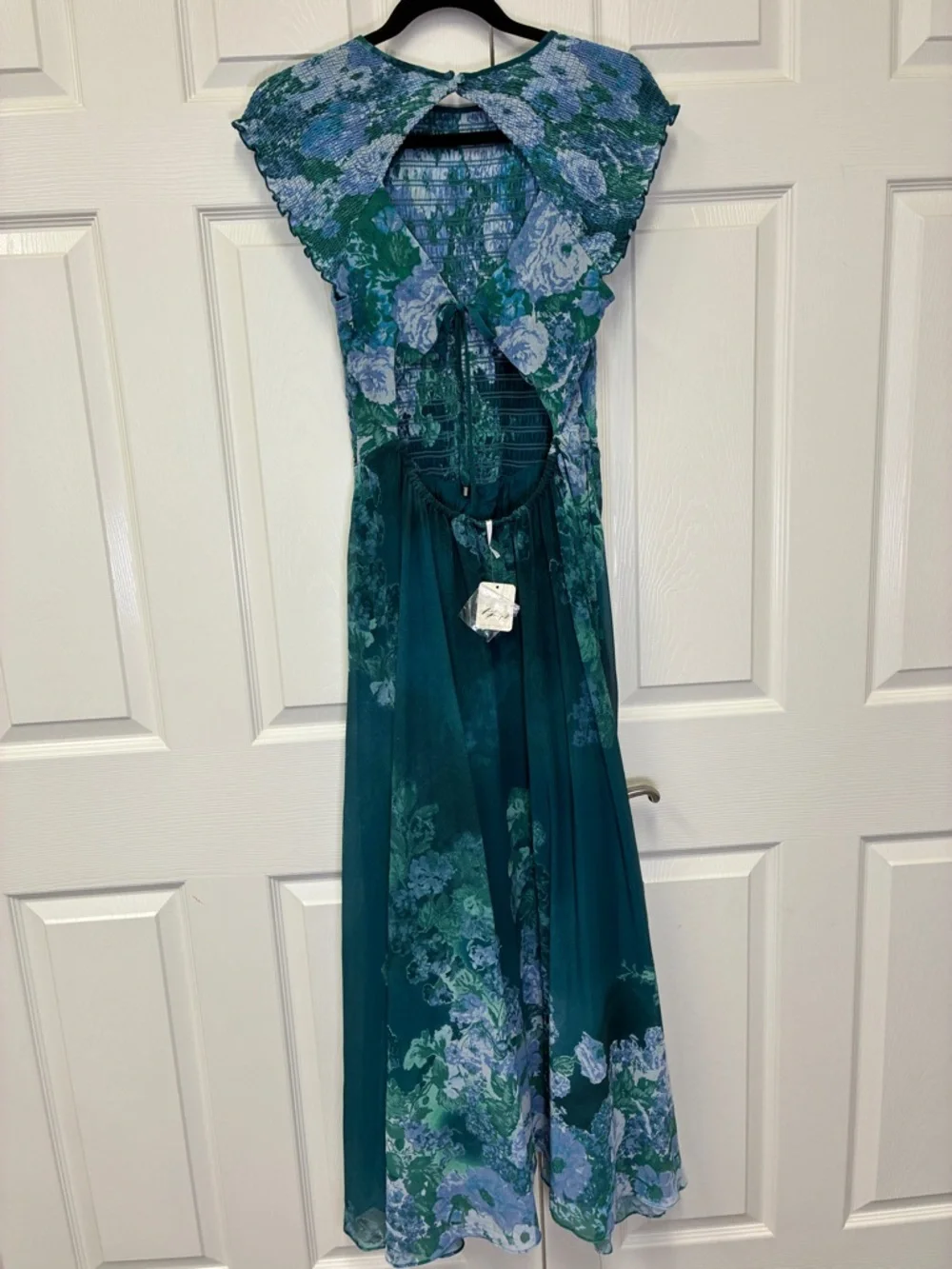 Free People Teal Floral Backless Maxi Dress - Picture 7 of 8